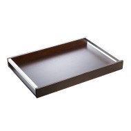 Bandeja 45cm por 30cm De Madeira Naturals Com Alcas De Aço Inox